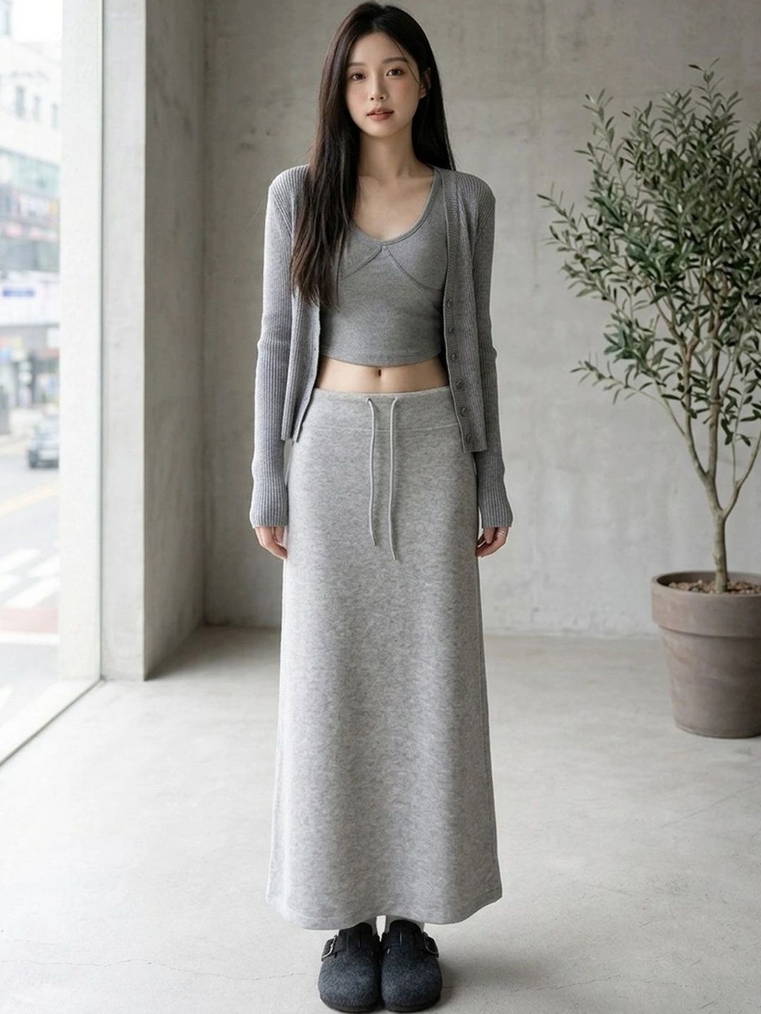 Suo Women Back Slit Maxi Straight Skirt-picture-27