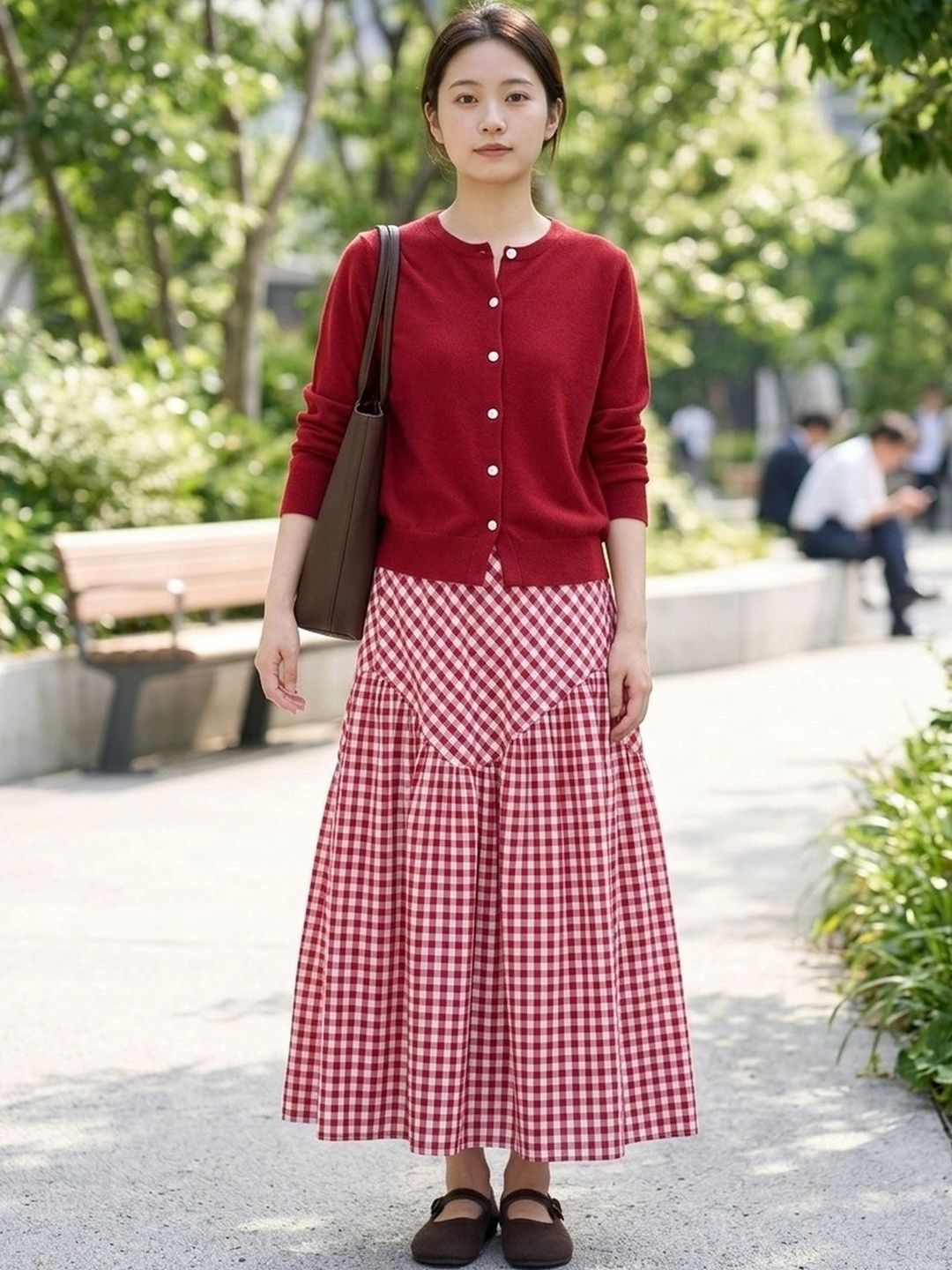 Suo Women Checked Summer Checks Maxi A-Line Skirt-picture-29