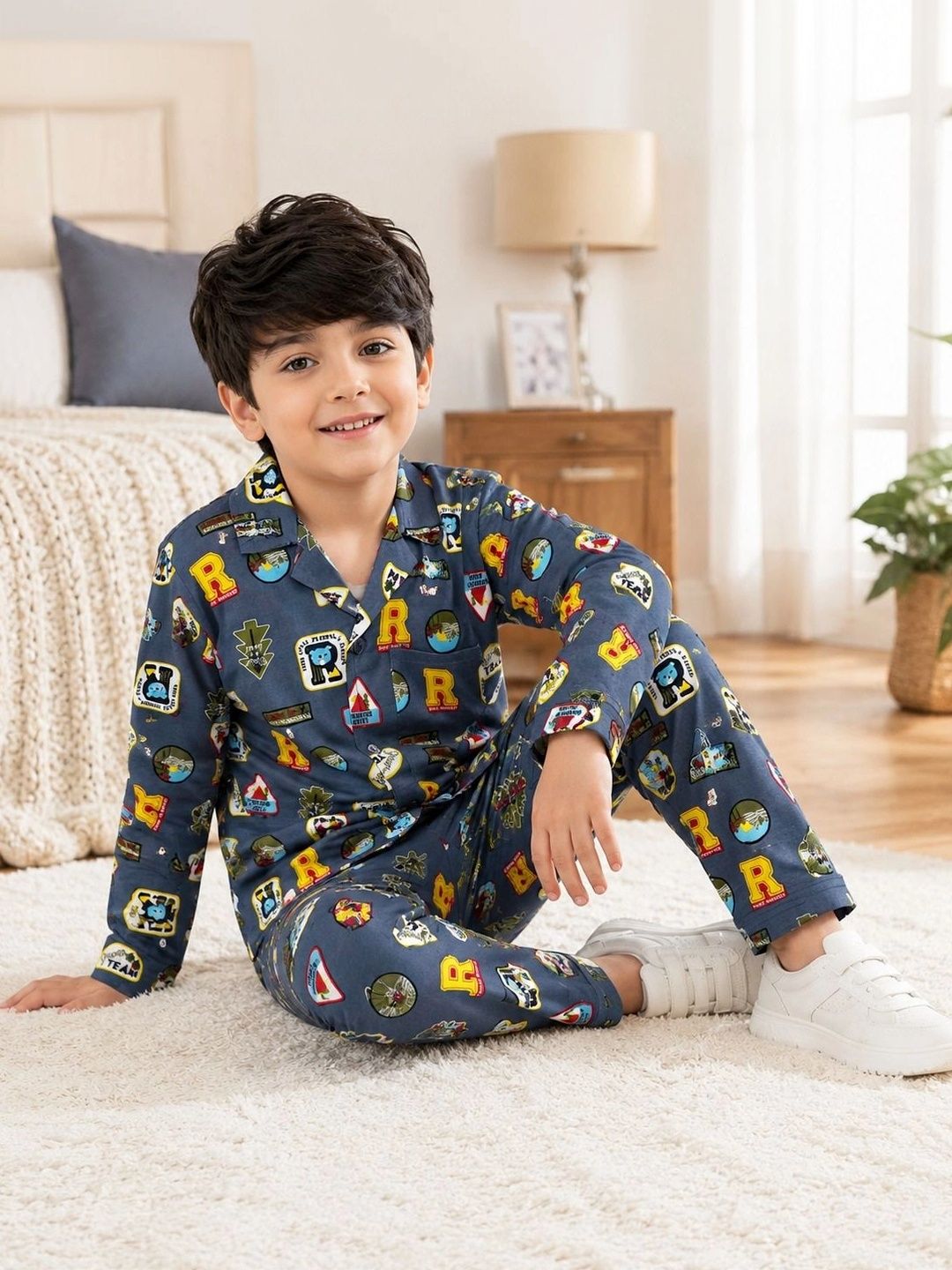 TONY & JONY Boys Printed Shirt with Pyjamas-picture-49