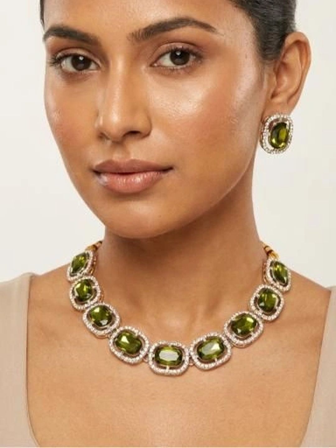 zarmar fashion Gold-Plated Stone Studded & Beaded Necklace and Earrings-picture-26