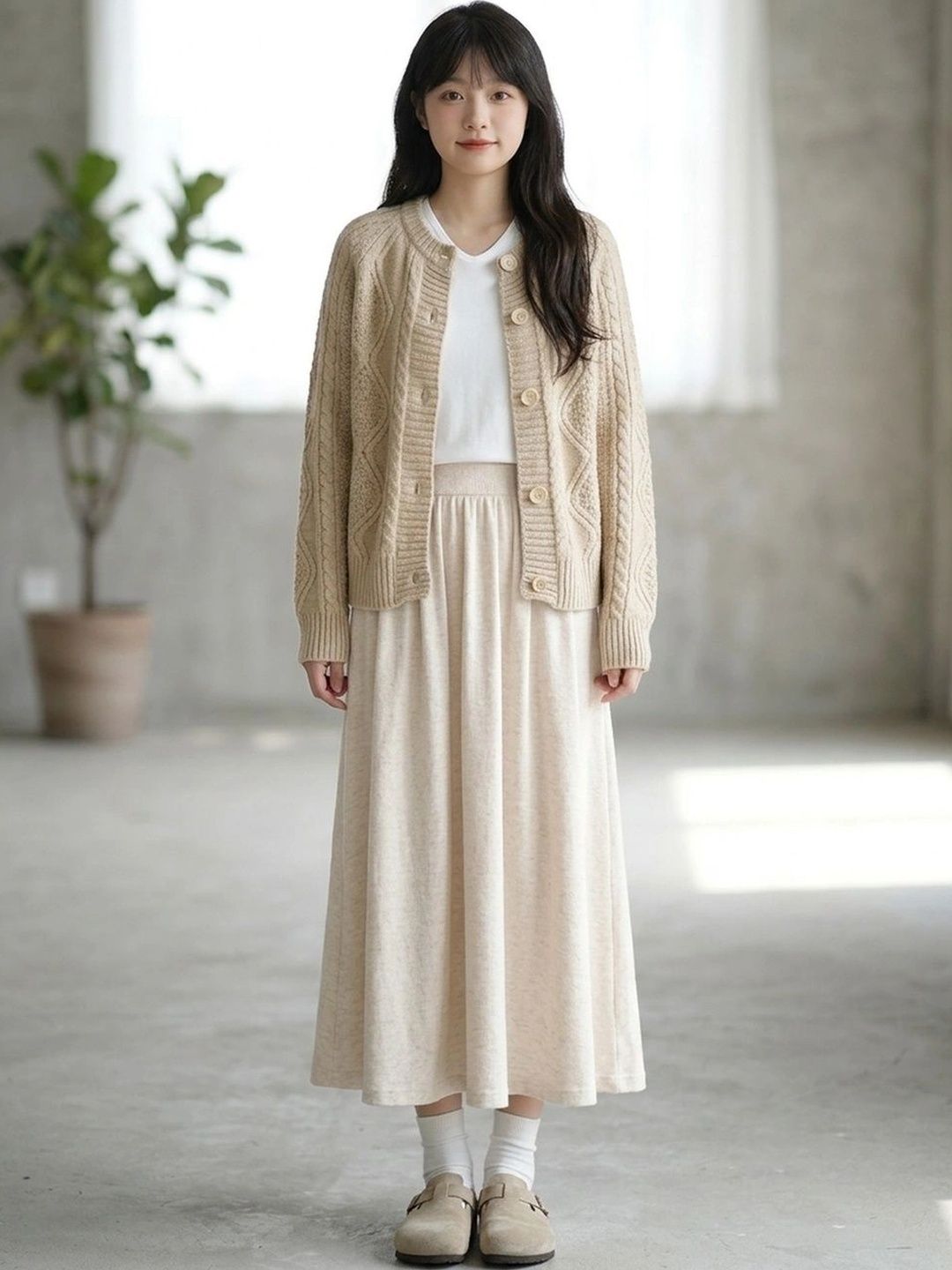 Suo Women Midi A-Line Skirt-picture-16