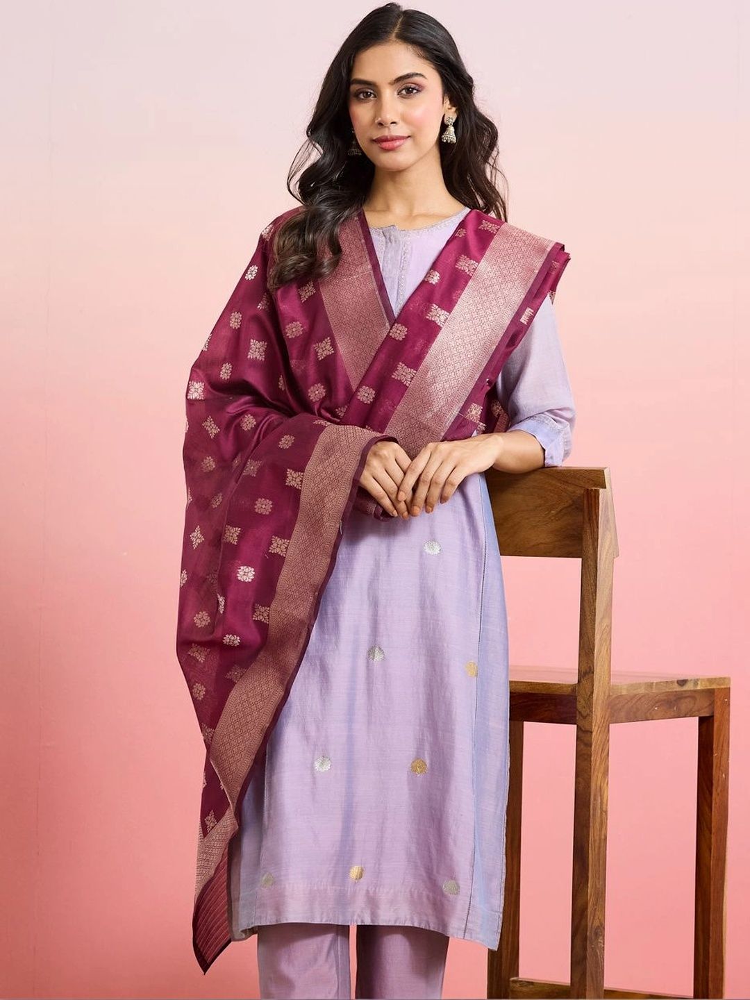 Fabindia Ethnic Motifs Woven Design Cotton Silk Blend Dupatta with Zari-picture-49
