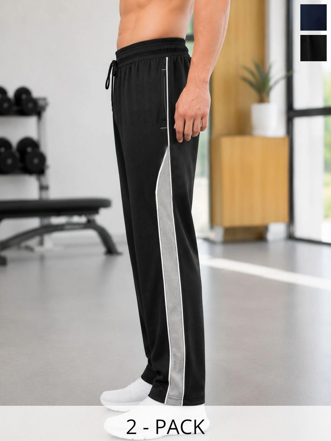 T.T. Men Pack of 2 Straight Fit Training Track Pants-picture-24