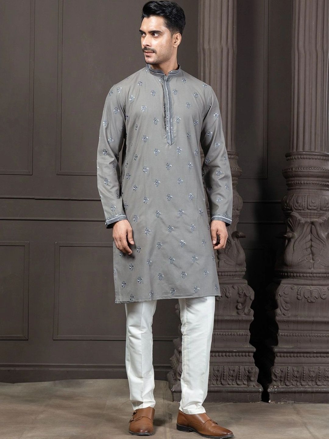 EKYAA Men Ethnic Motifs Embroidered Thread Work Kurta-picture-27