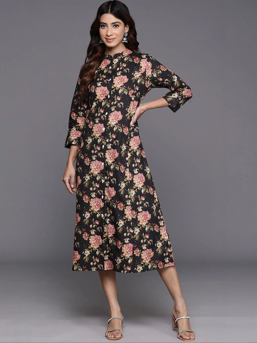 HERE&NOW Floral Print A-Line Midi Dress-picture-21