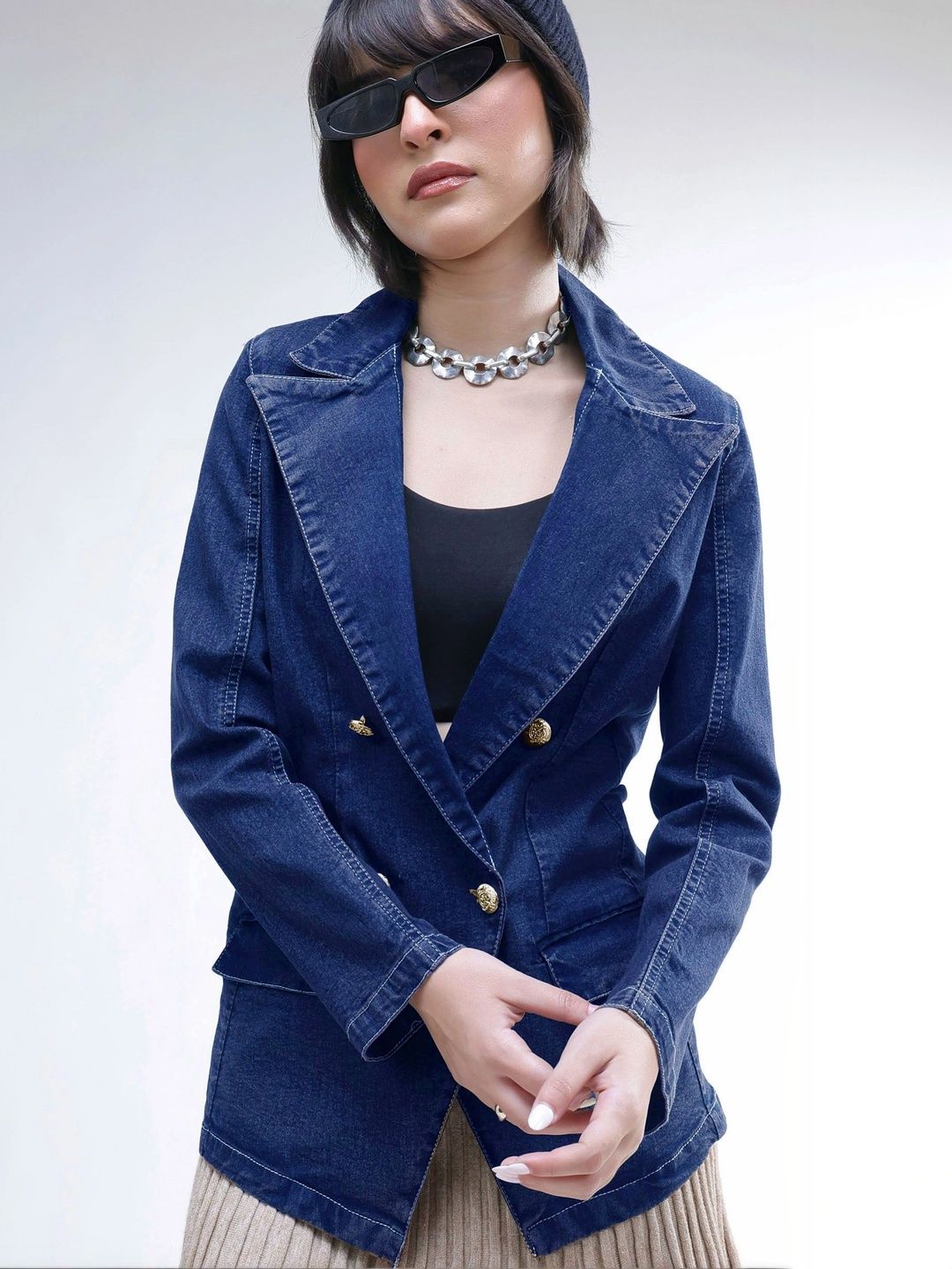 SASSAFRAS Notched Lapel Double-Breasted Oversize Blazer-picture-16