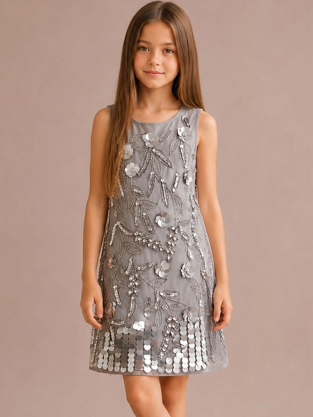 Cherry Crumble Embellished Net A-Line Dress-picture-0