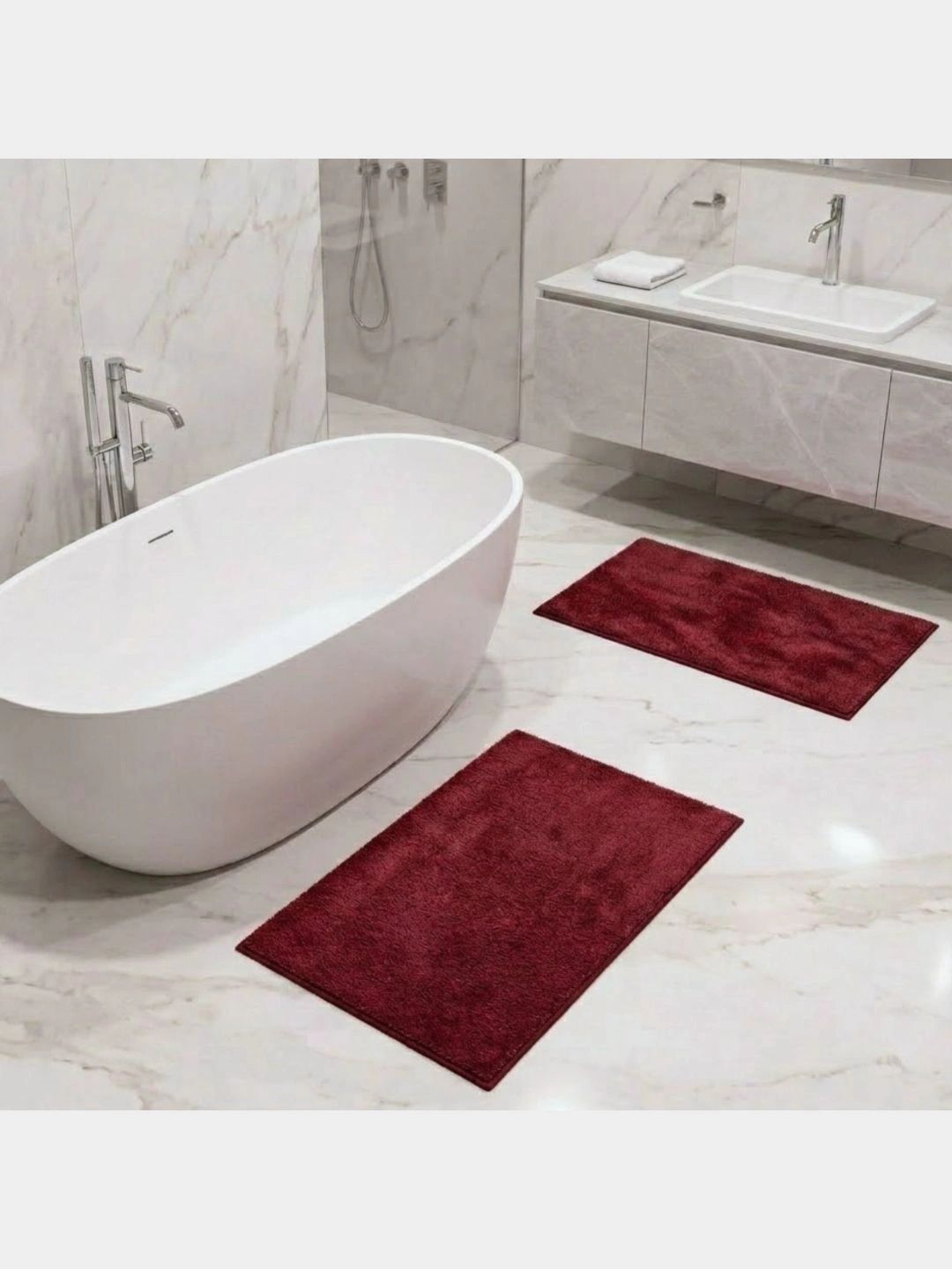 Pano 2-Pcs Red Anti Skid Absorbent Bath Rugs-picture-41