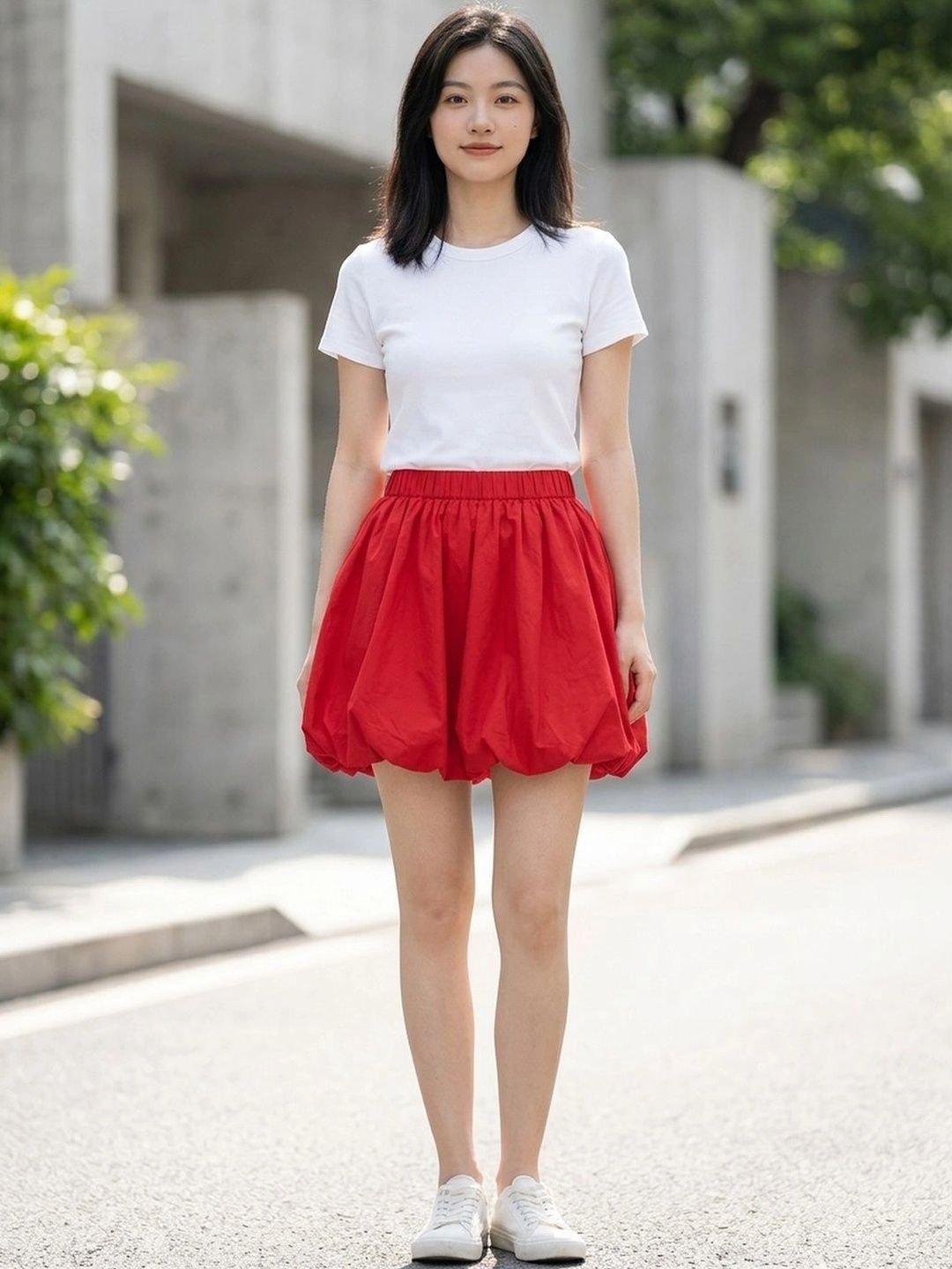 Suo Women Above Knee Balloon Skirt-picture-17
