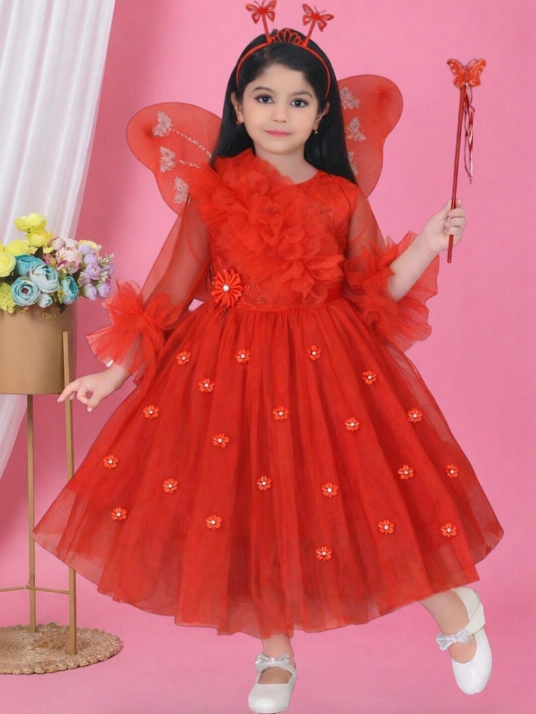 ITC FASHION Embellished Ruffled Net A-Line Dress-picture-28