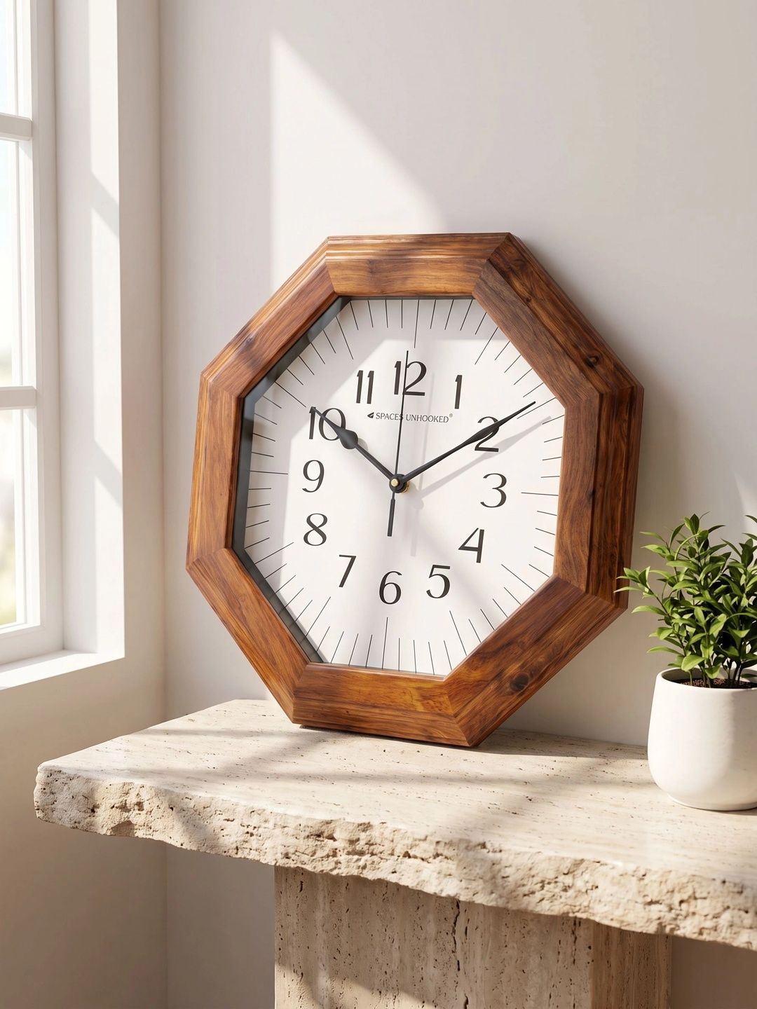 Spaces Unhooked Brown & White Geometric Traditional Wall Clock-picture-39