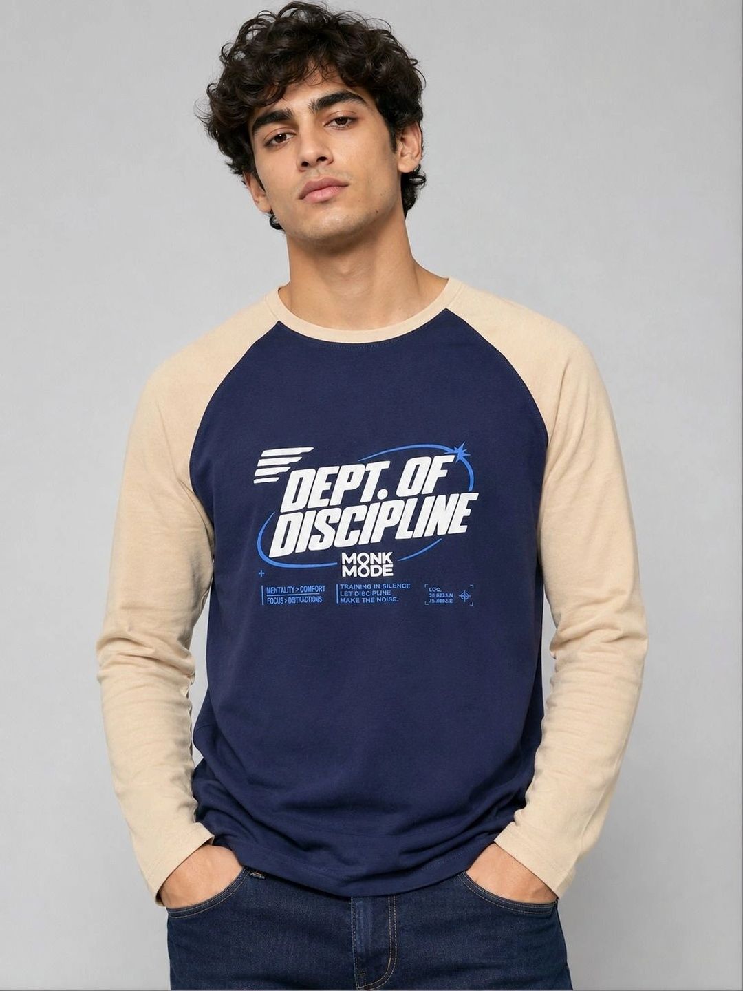 Monk Mode Men Typography Colourblocked T-shirt-picture-40