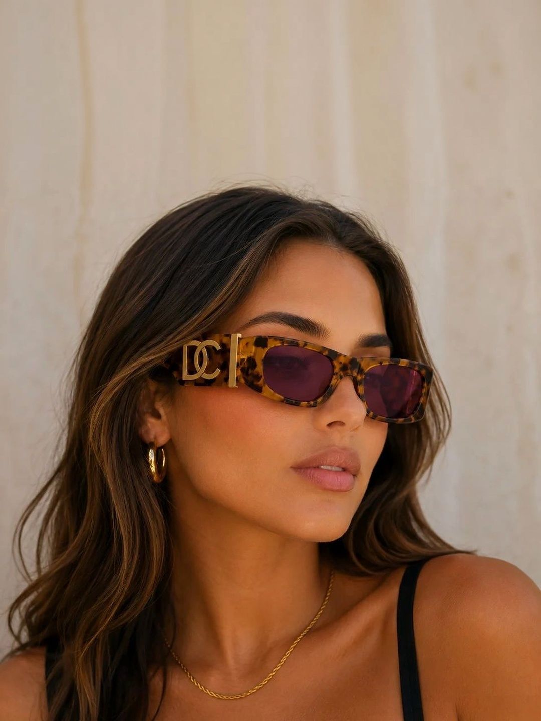 ZAADRAN Unisex Purple Lens & Brown Rectangle Sunglasses with-image-13