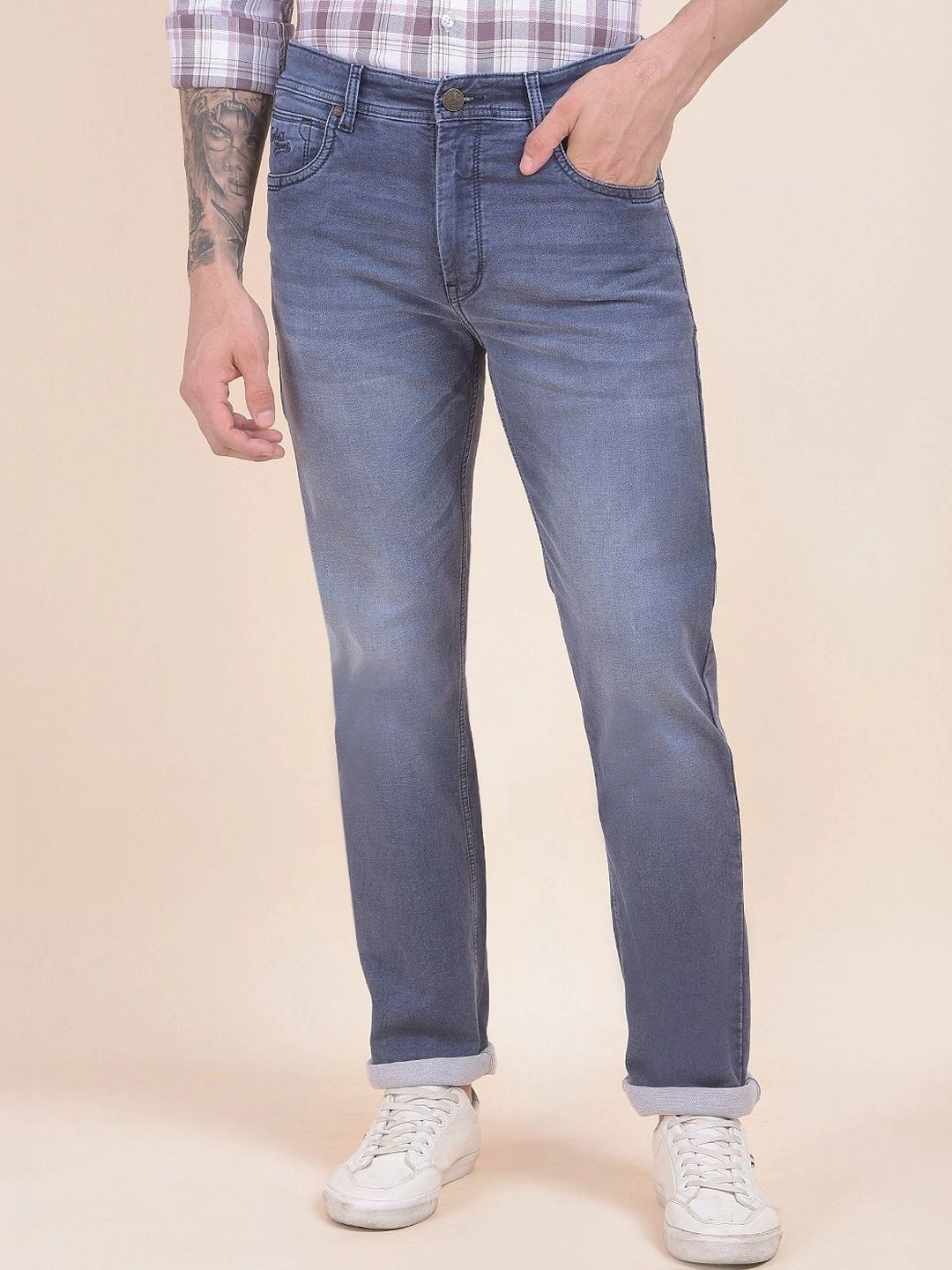 Cantabil Men Straight Fit Mid-Rise Stretchable Jeans-picture-38