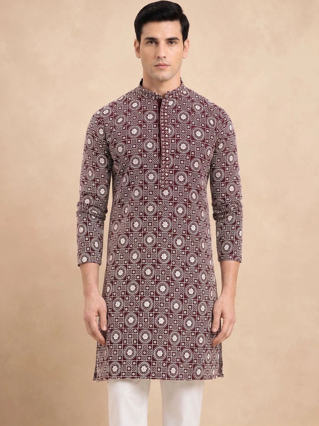 House of Pataudi Men Printed Regular Kurta with Pyjamas-picture-58