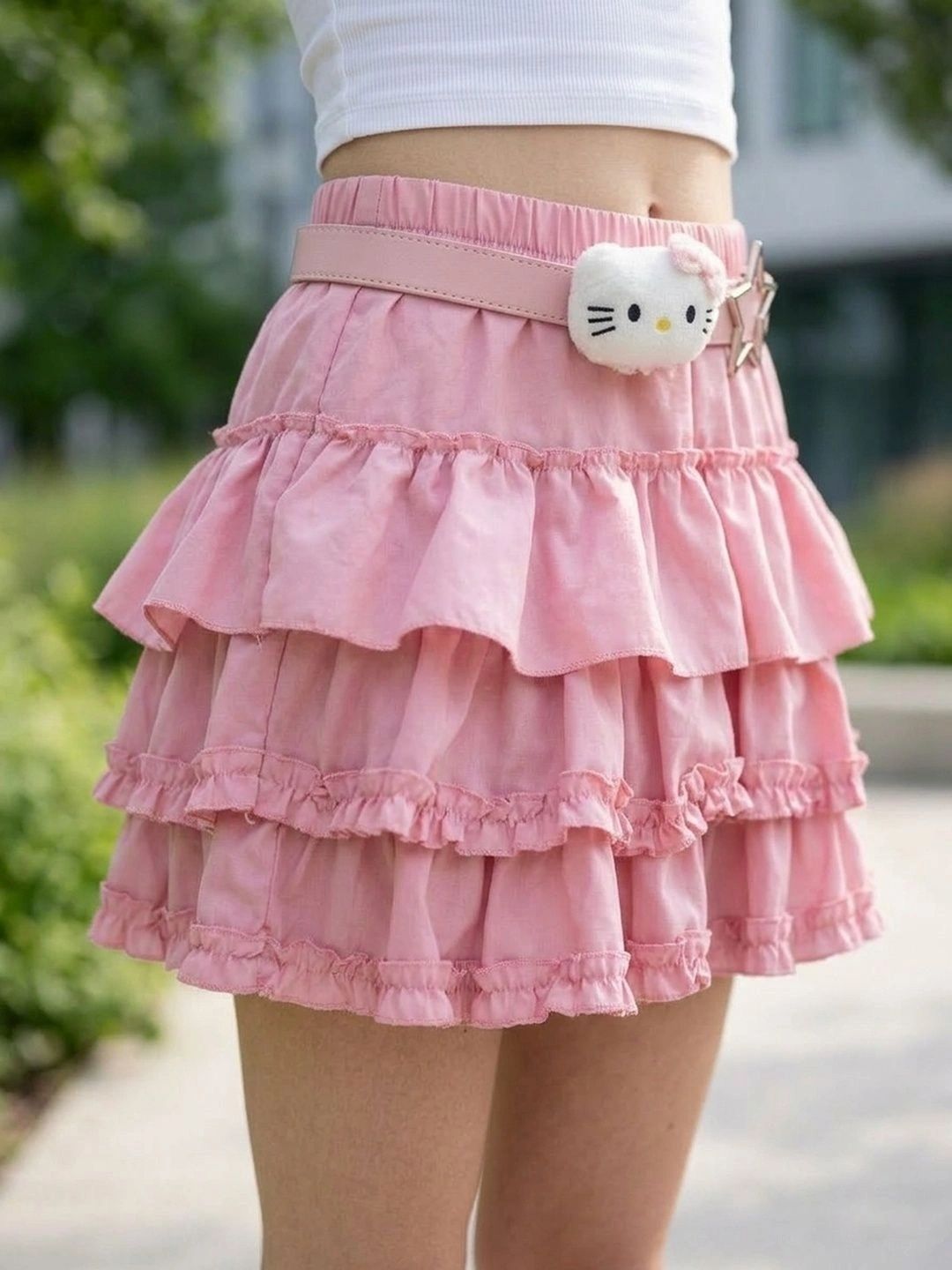 Suo Women Frills Bows and Ruffles Mini Flared Skirt-picture-48