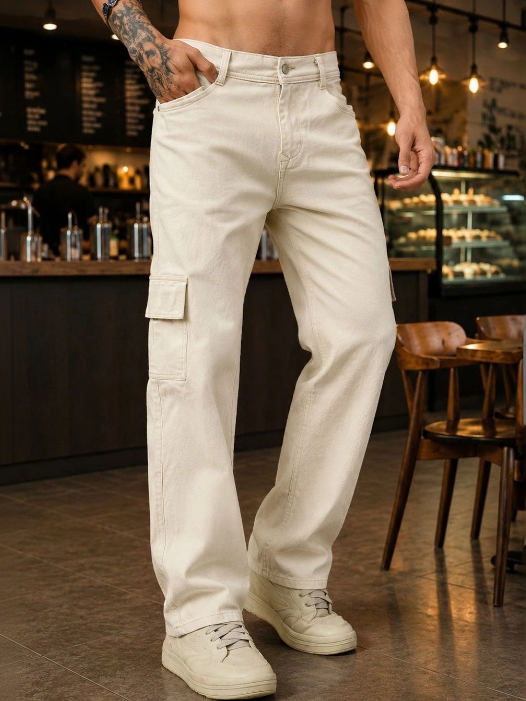 Metronaut Men Classic Loose Fit Cargos Trousers-picture-40