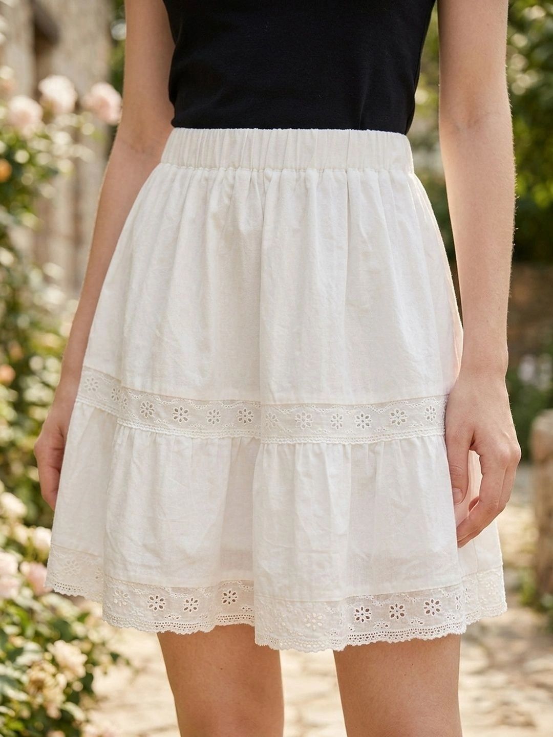 Suo Women Tiered Mini Flared Skirt-picture-17