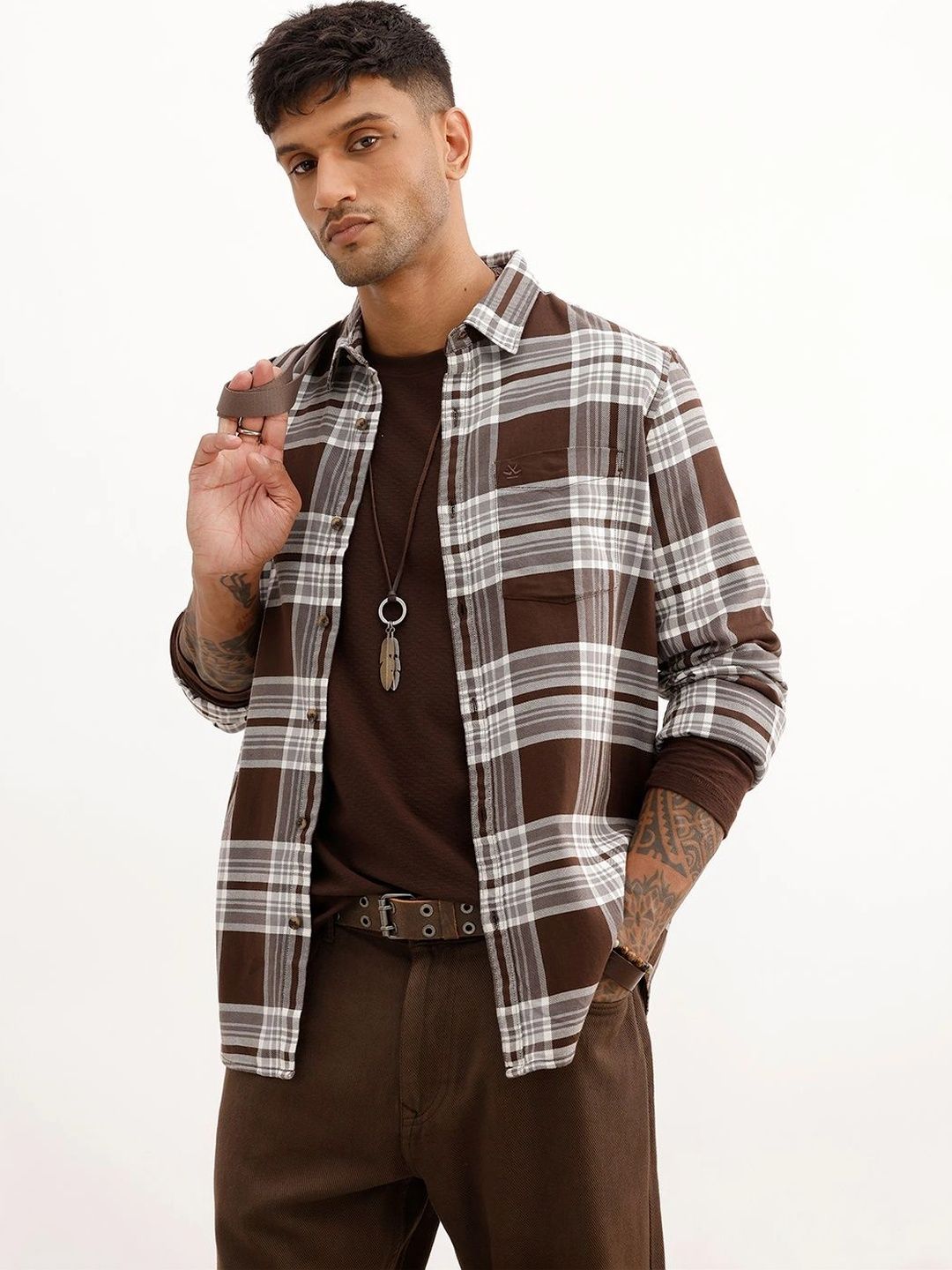 WROGN Men Slim Fit Checked Casual Shirt-picture-23