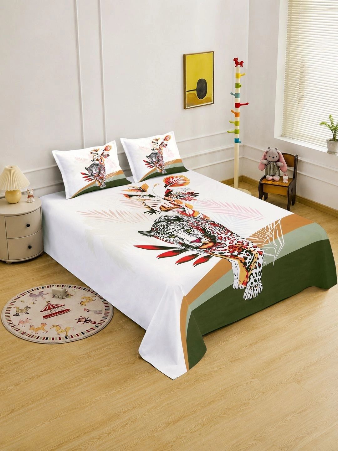 Myntra Elegant Homes White 400 TC Bedsheet with 2 Pillow Covers-image-7