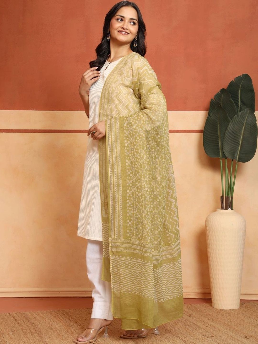 Fabindia Ethnic Motifs Printed Cotton Silk Blend Block Print Dupatta-picture-14