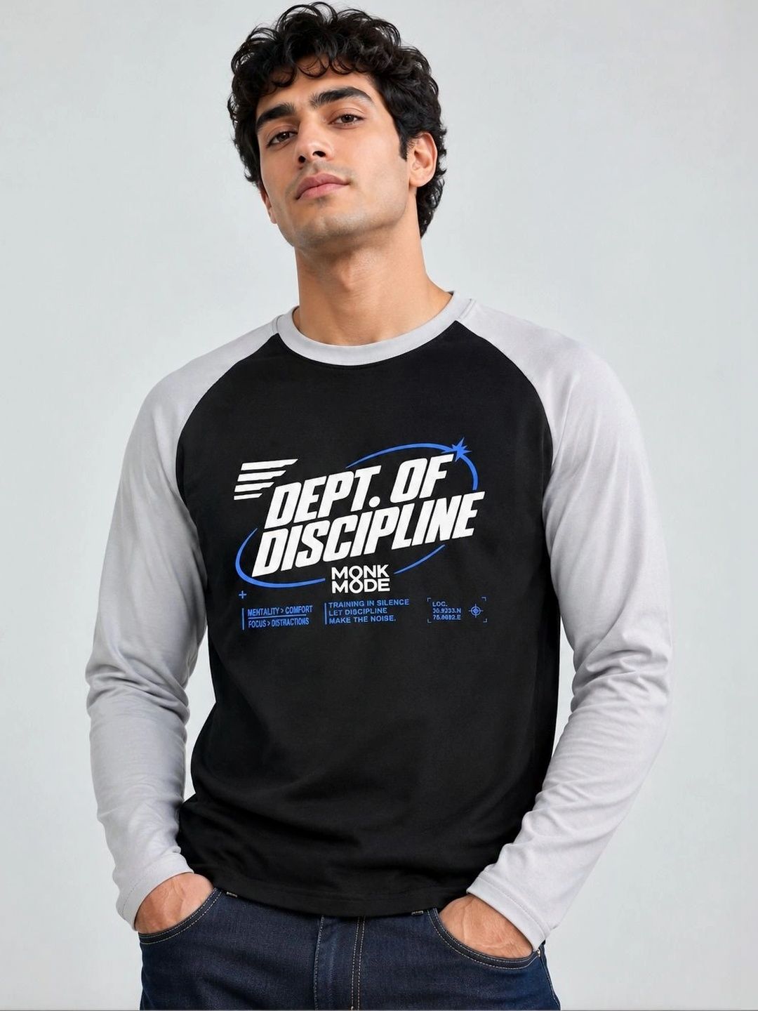 Monk Mode Men Typography Colourblocked T-shirt-picture-42