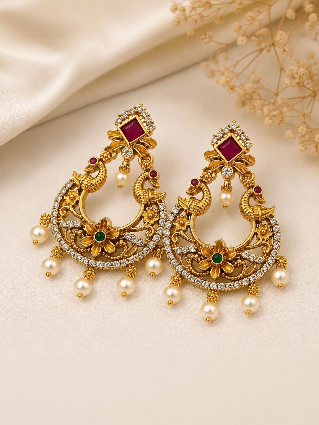 Dhanak Trinket Crescent Shaped Drop Earrings-picture-35