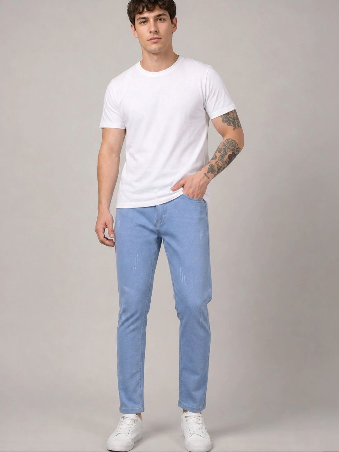 BREXX Men Jean Slim Fit Mid-Rise Low Distress Stretchable Jeans-picture-17