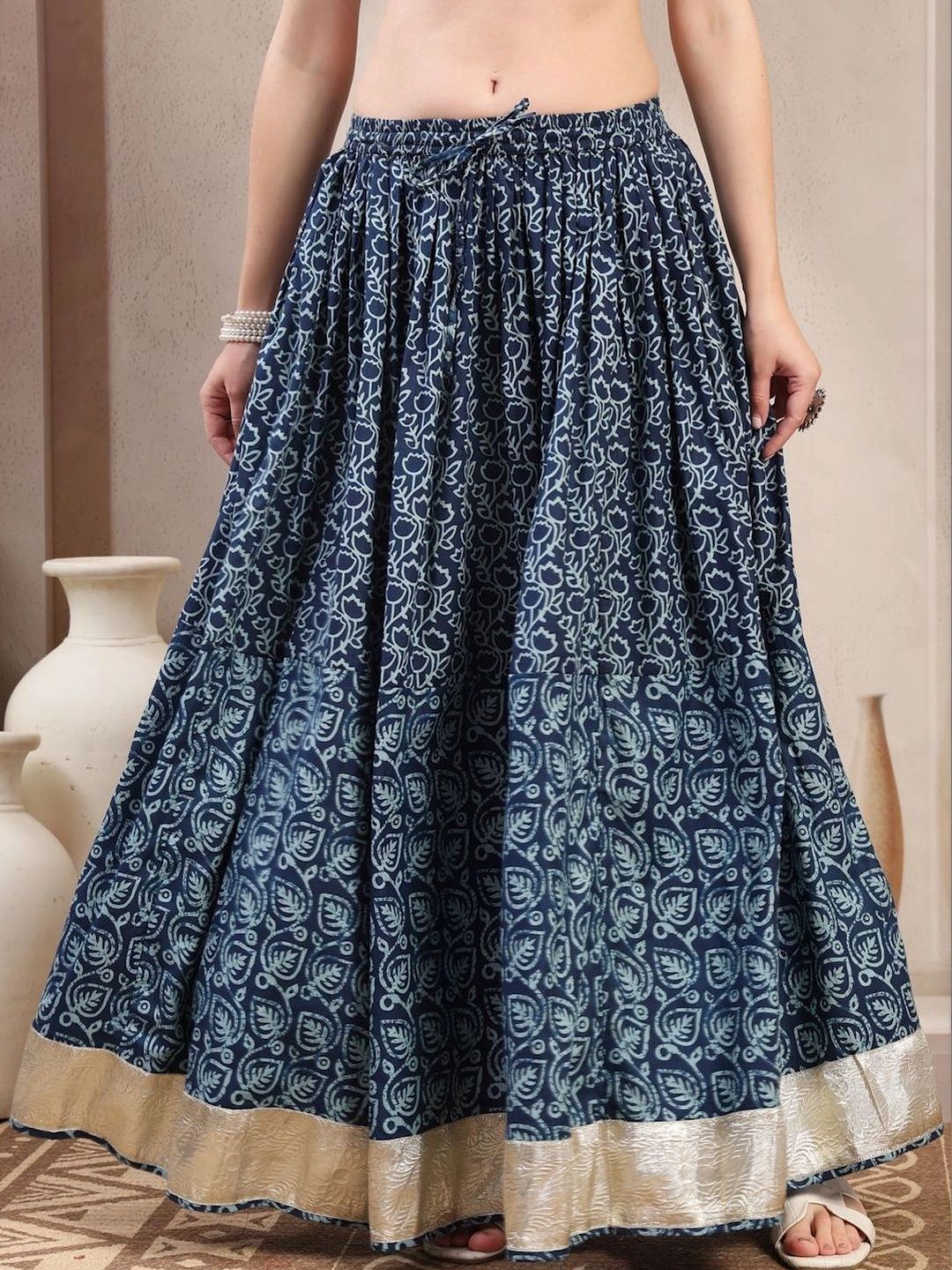 Anouk Women Cotton Cotton Cambric Floral Bohemian Maxi Flared Skirt-picture-17