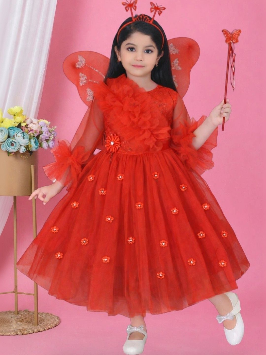 ITC FASHION Embellished Ruffled Net A-Line Dress-picture-24