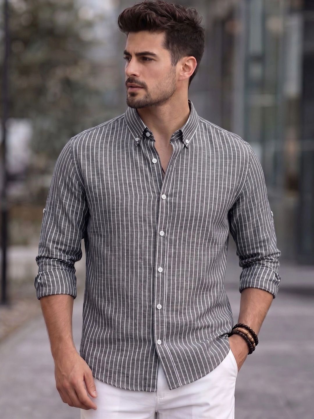 SOLSTICE Men Straight Striped Casual Shirt-picture-56