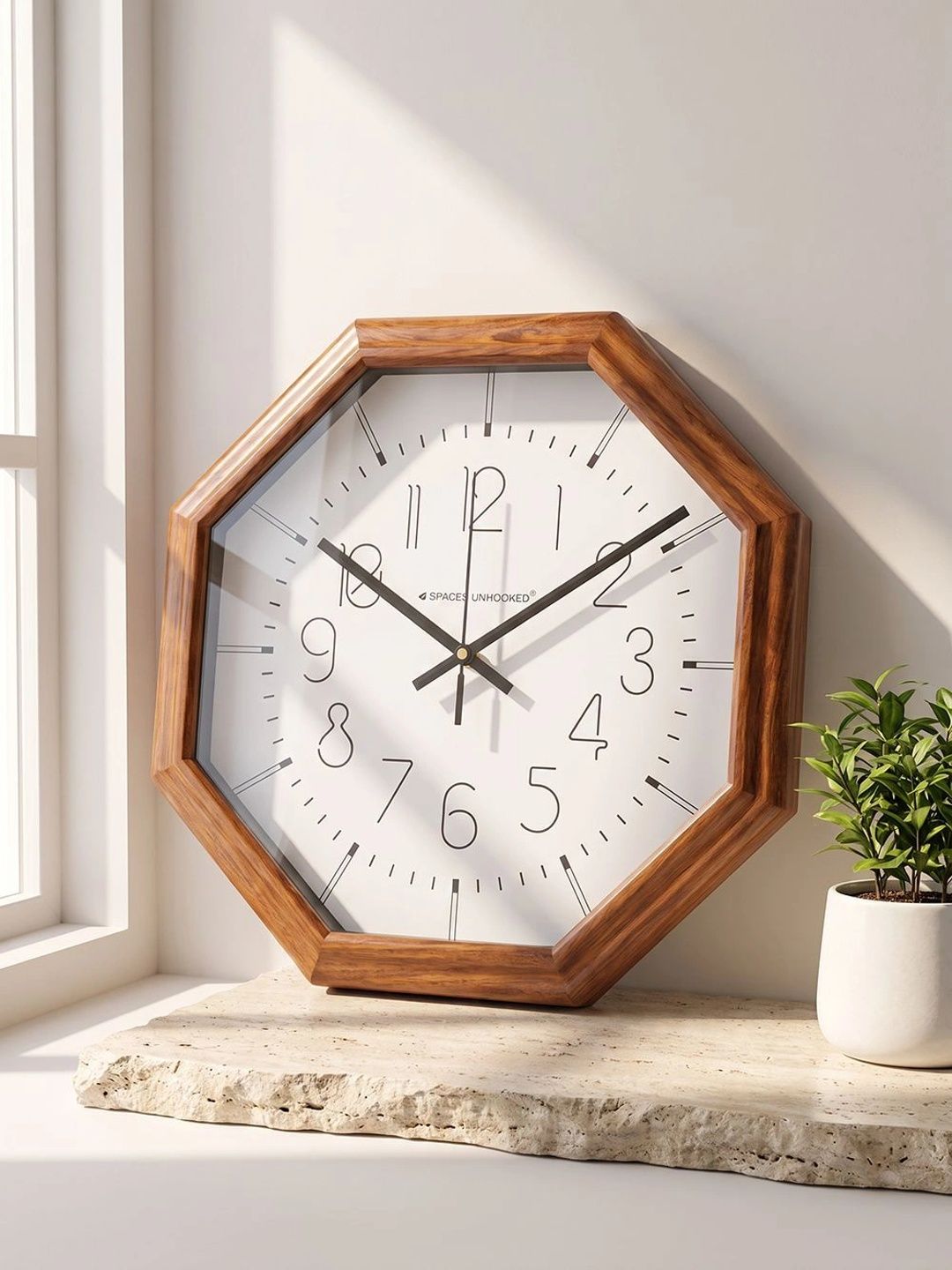 Spaces Unhooked Brown & White Geometric Wall Clock-picture-49