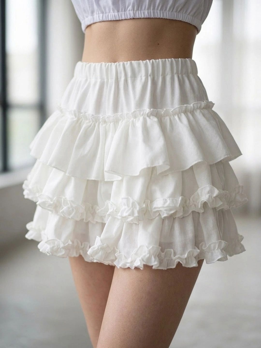 Suo Women Frills Bows and Ruffles Mini Flared Skirt-picture-42