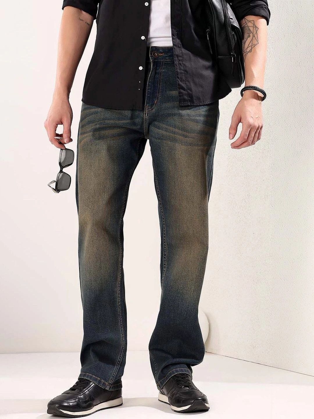 NOWI Men Straight Fit Mid-Rise Low Distress Heavy Fade Jeans-picture-46