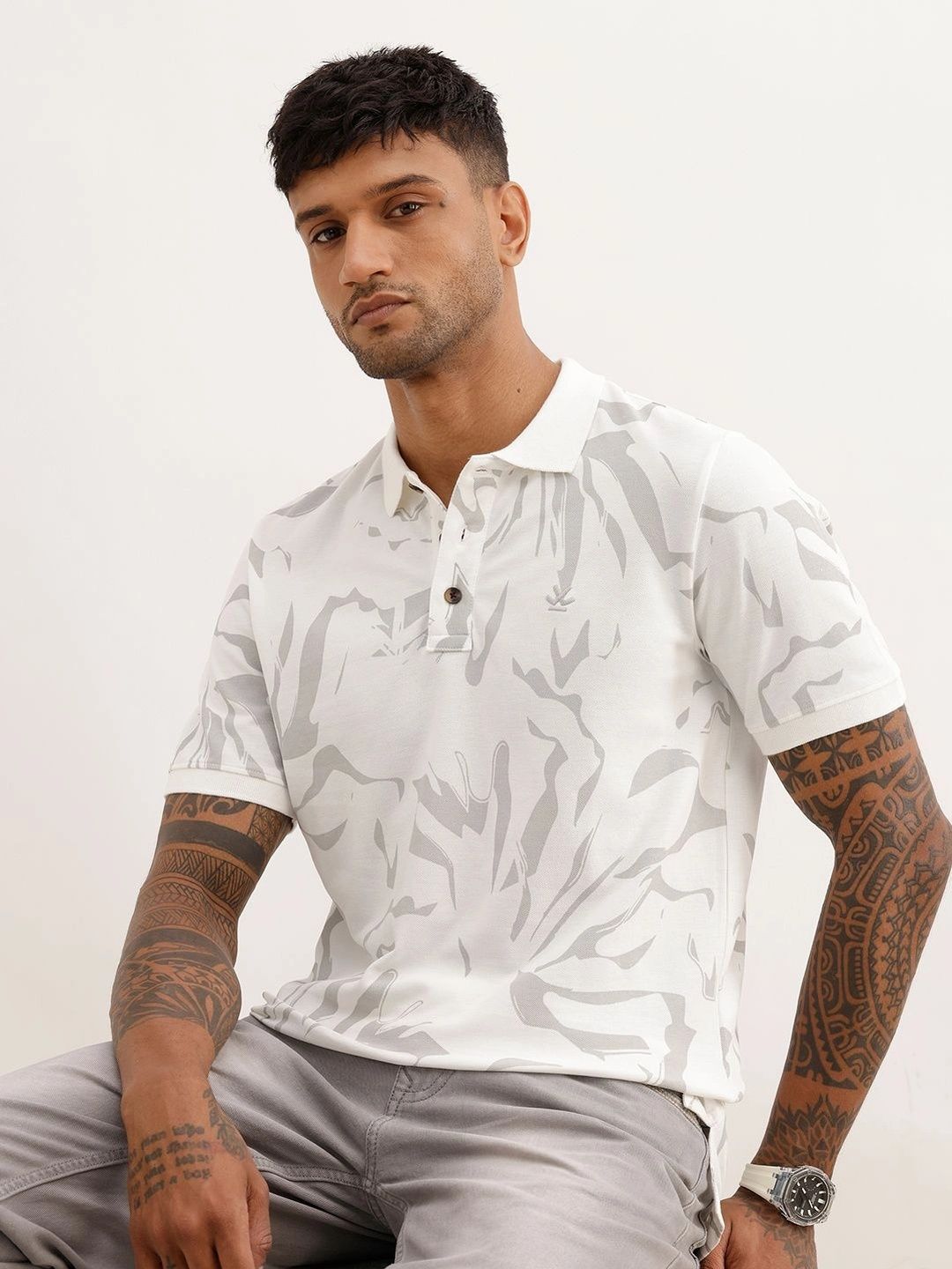 WROGN Men Printed Polo Collar Slim Fit T-shirt-picture-48