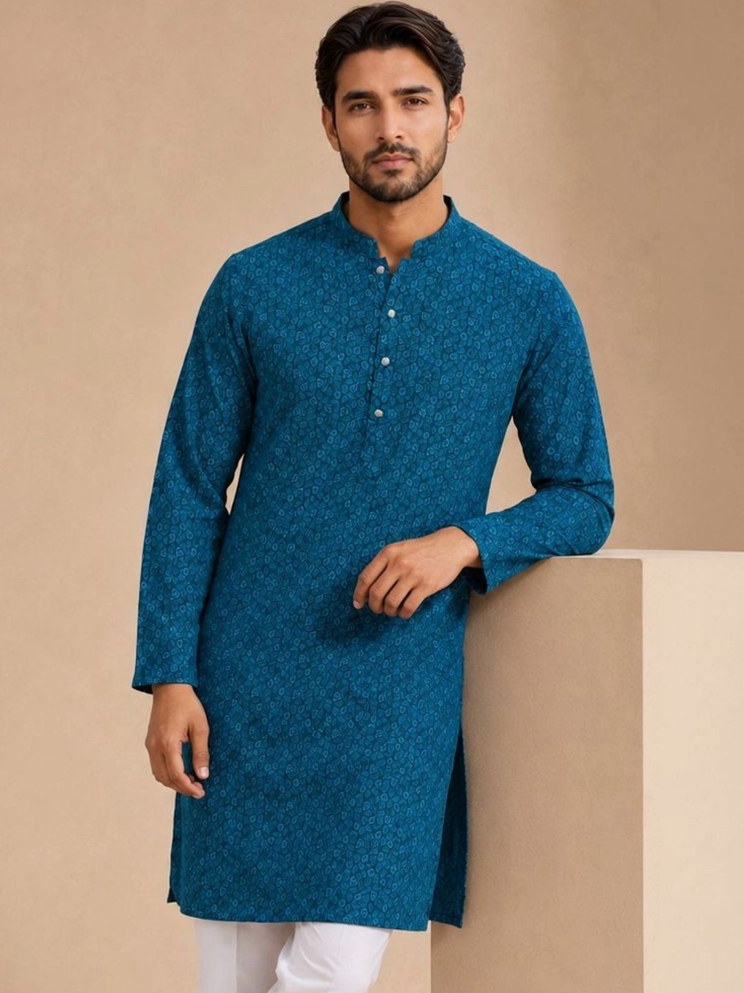 House of Pataudi Men Paisley Printed Kurta-picture-42