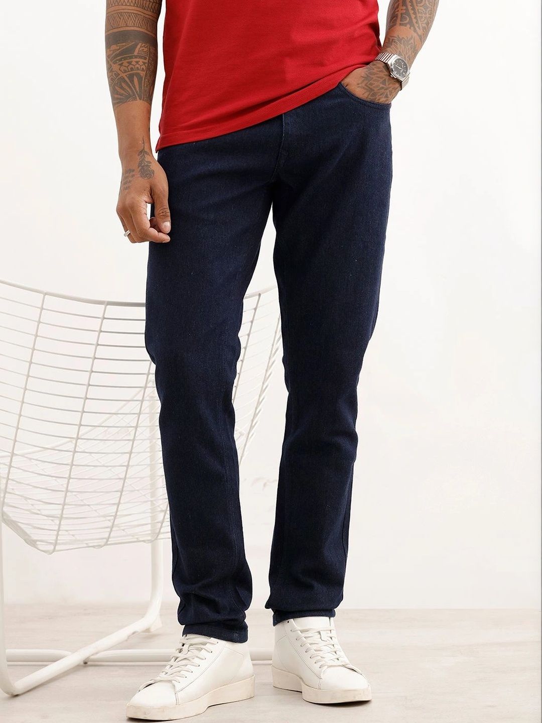 WROGN Men Slim Fit Mid-Rise Stretchable Jeans-picture-24