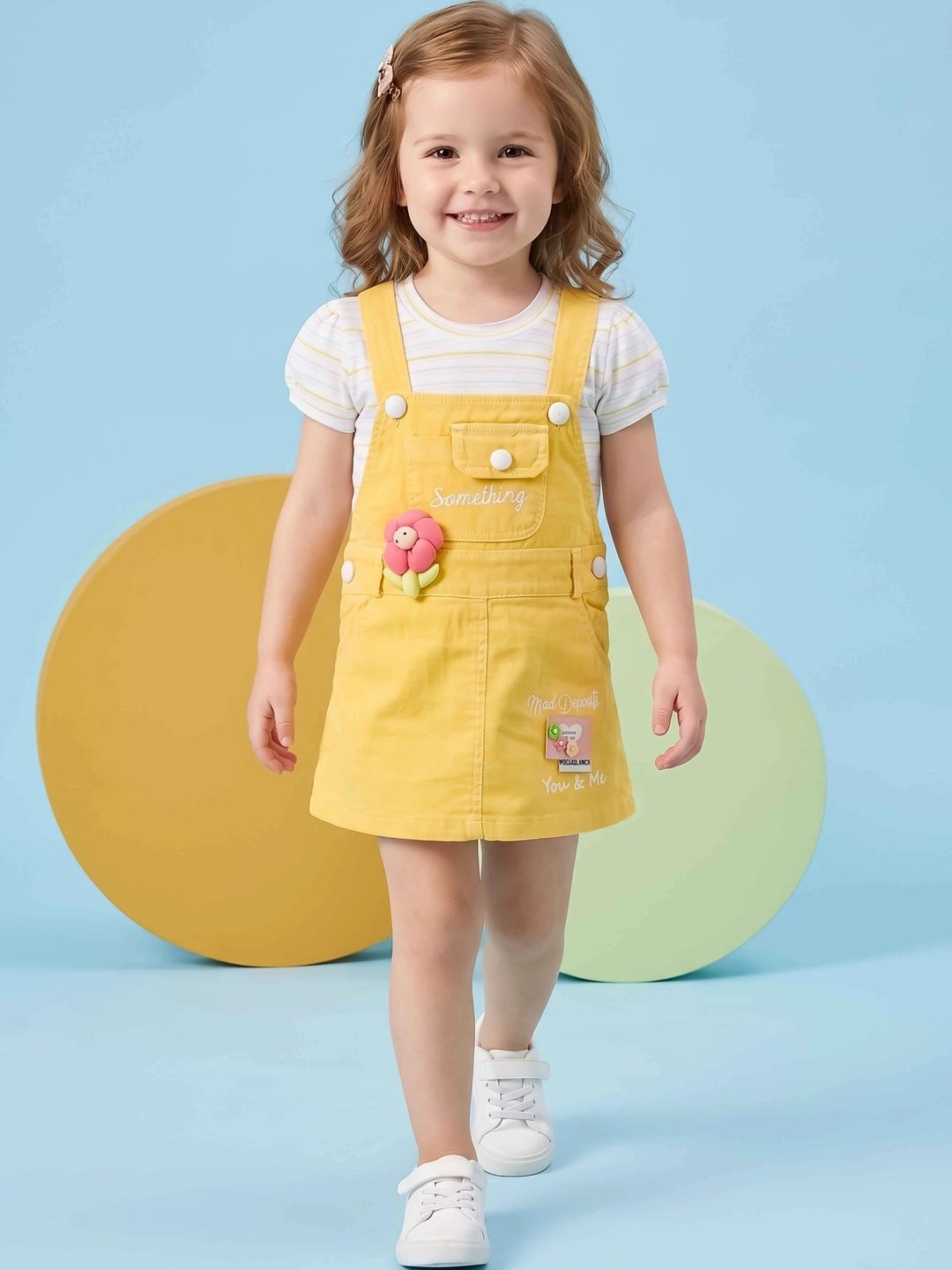 KETI MINI Girls Embellished Knee Length Dungarees-picture-13