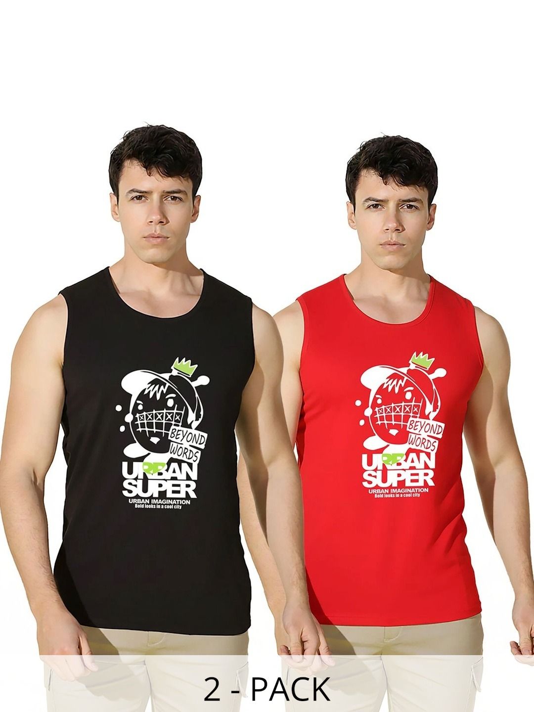 SLOWLORIS Pack of 2 Printed Cotton Tank-picture-37
