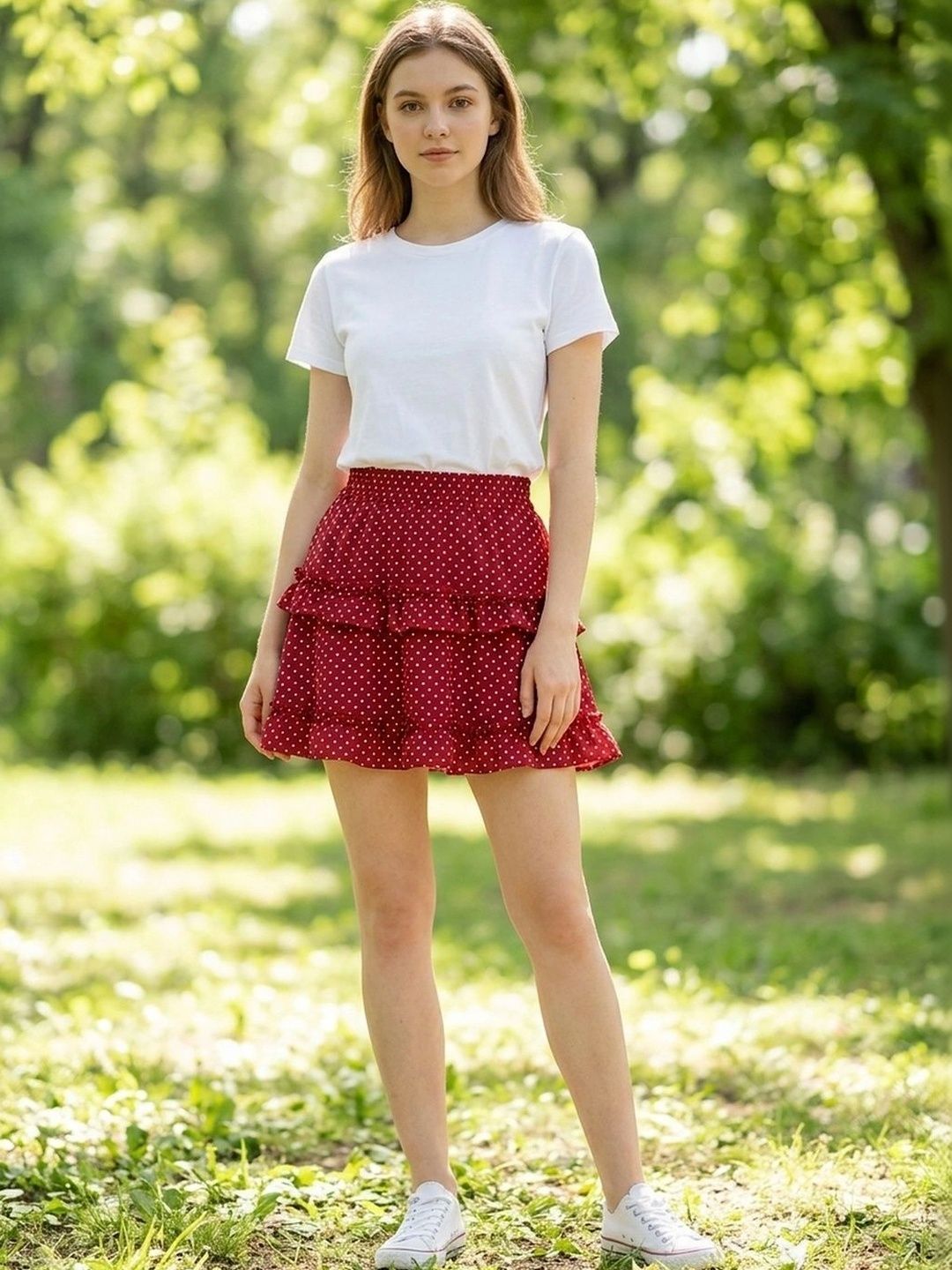 Suo Women Graphic Mini Flared Skirt-picture-12