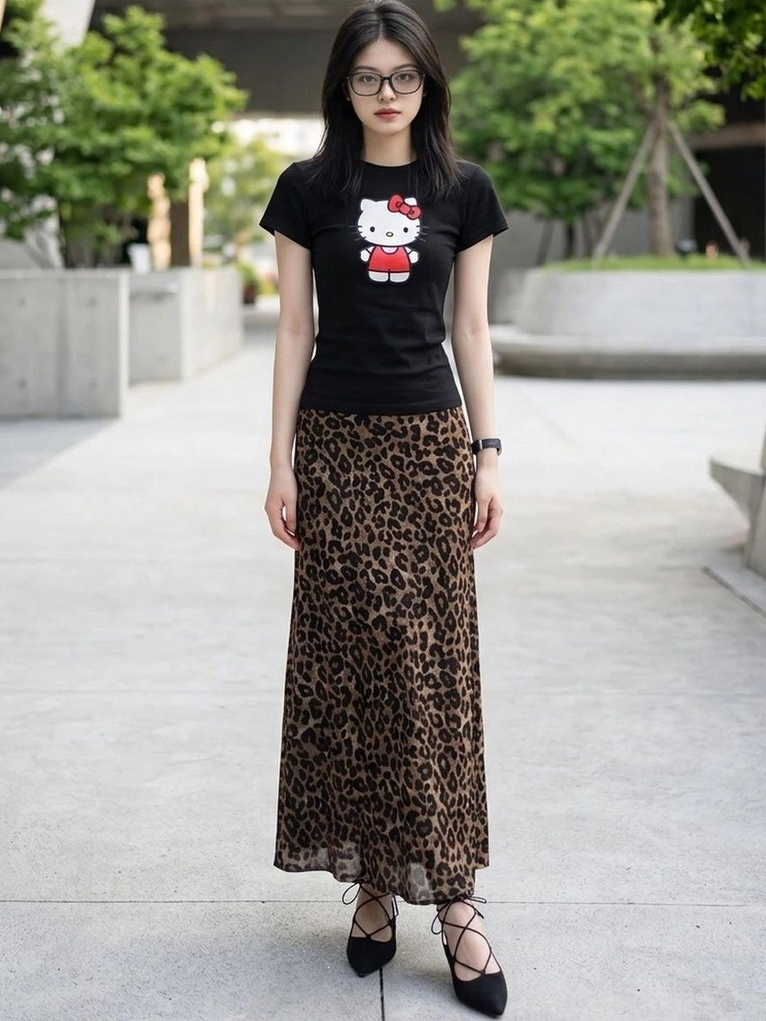 Suo Women Animal Animal or Skin Print Maxi Straight Skirt-picture-16