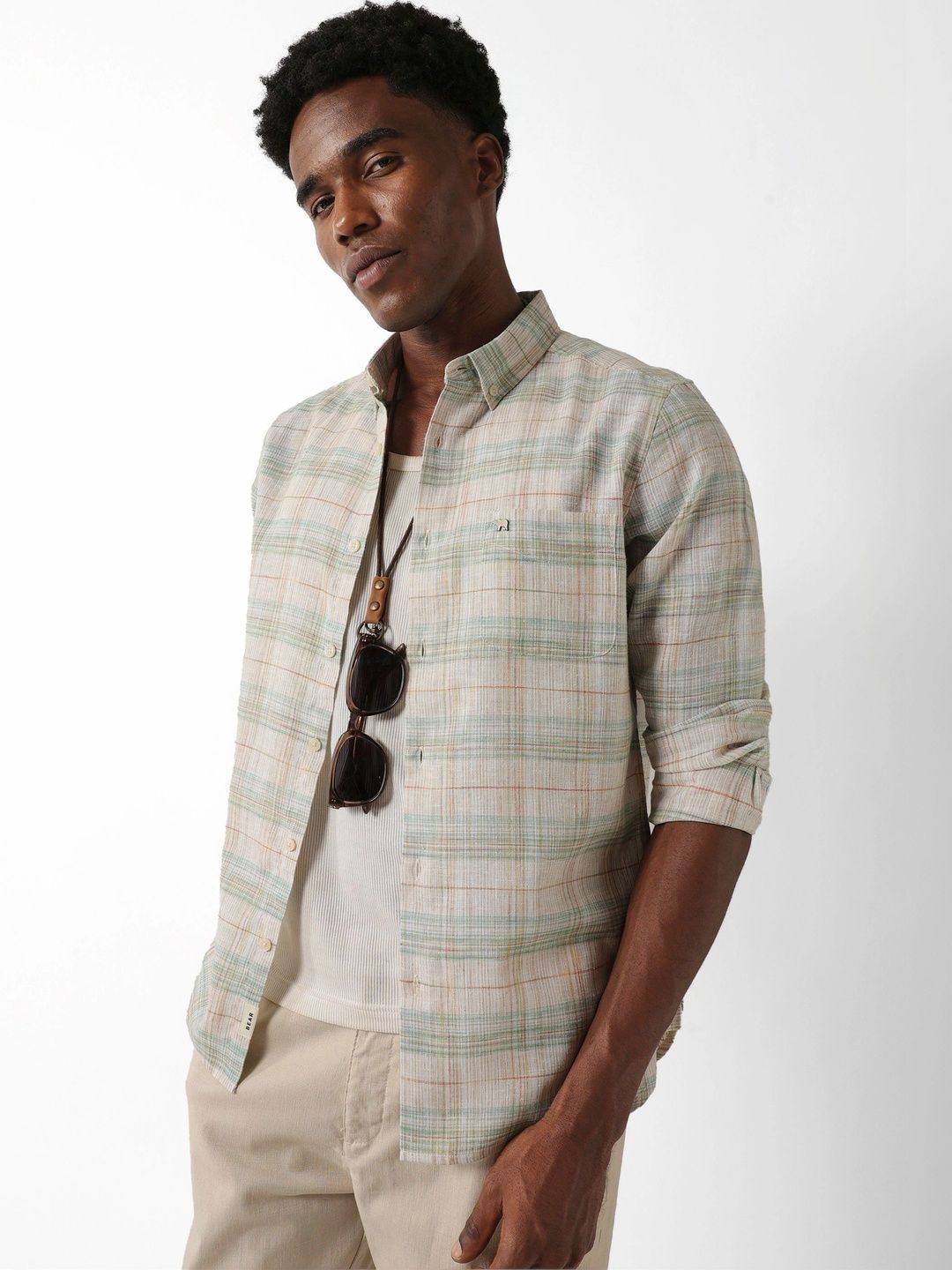 THE BEAR HOUSE Men Slim Fit Checked Casual Shirt-picture-43