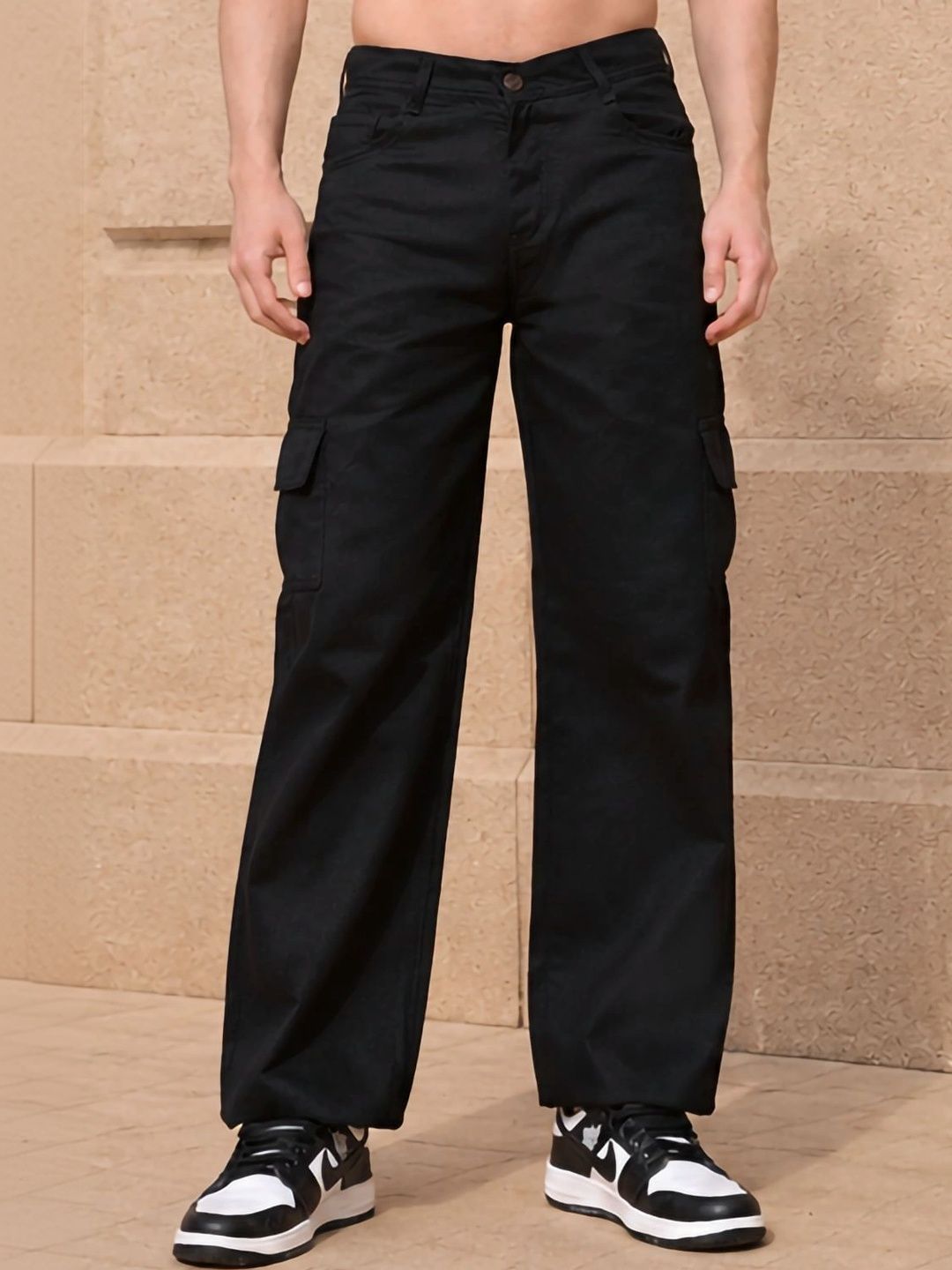 HERE&NOW Men Classic Mid-Rise Cargos Trousers-picture-55
