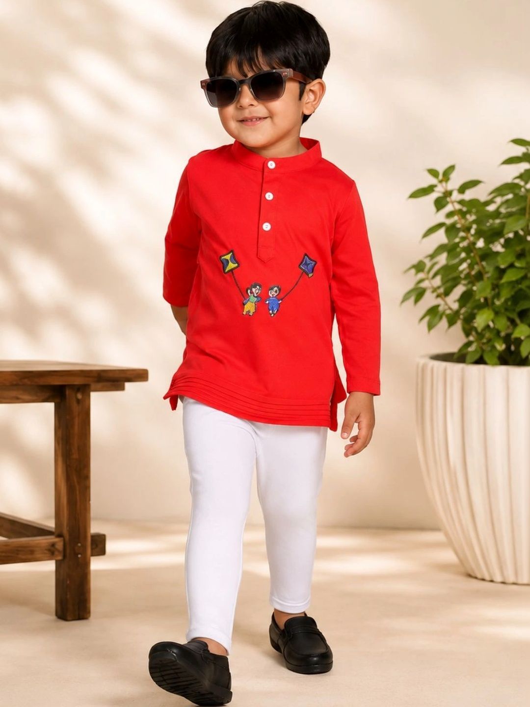 NINOS Boys Ethnic Motifs Embroidered Regular Thread Work Kurta with Pyjamas-picture-33