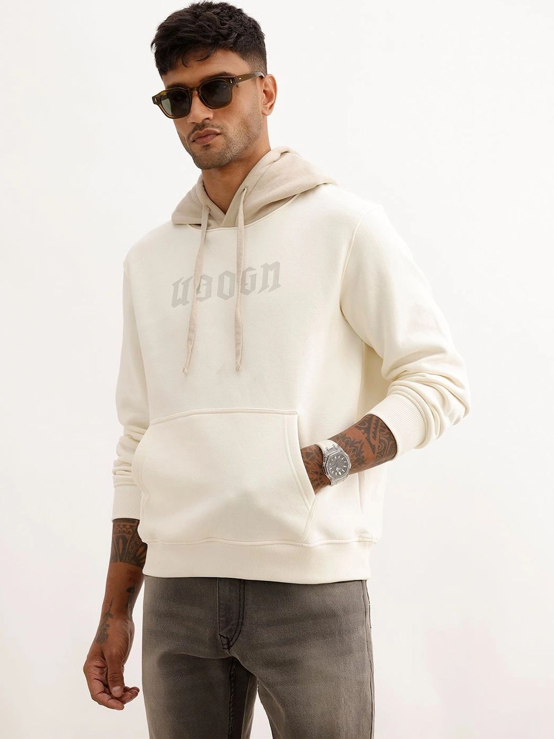 WROGN Men Printed Hooded Sweatshirt-picture-49