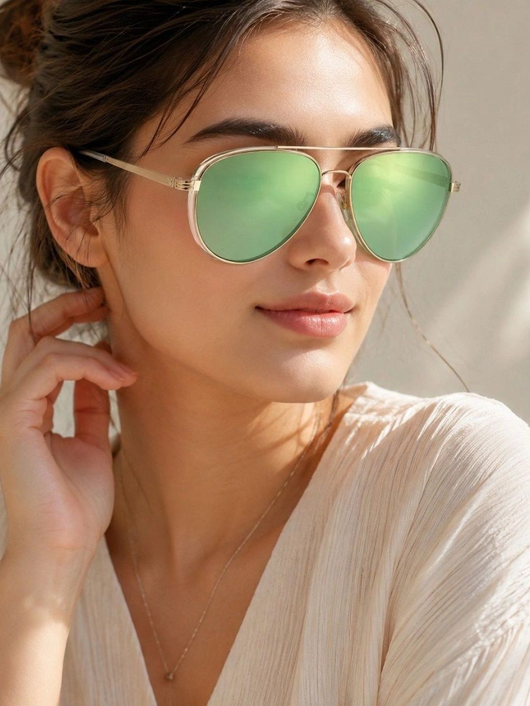 ZAADRAN Unisex Green Lens & Gold-Toned Aviator Sunglasses with-image-36