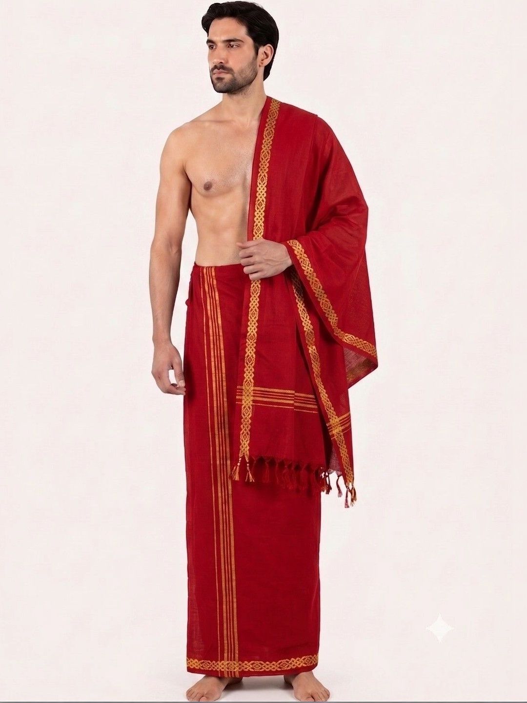 Sharan Elegance Men Striped Cotton Dhotis-image-40