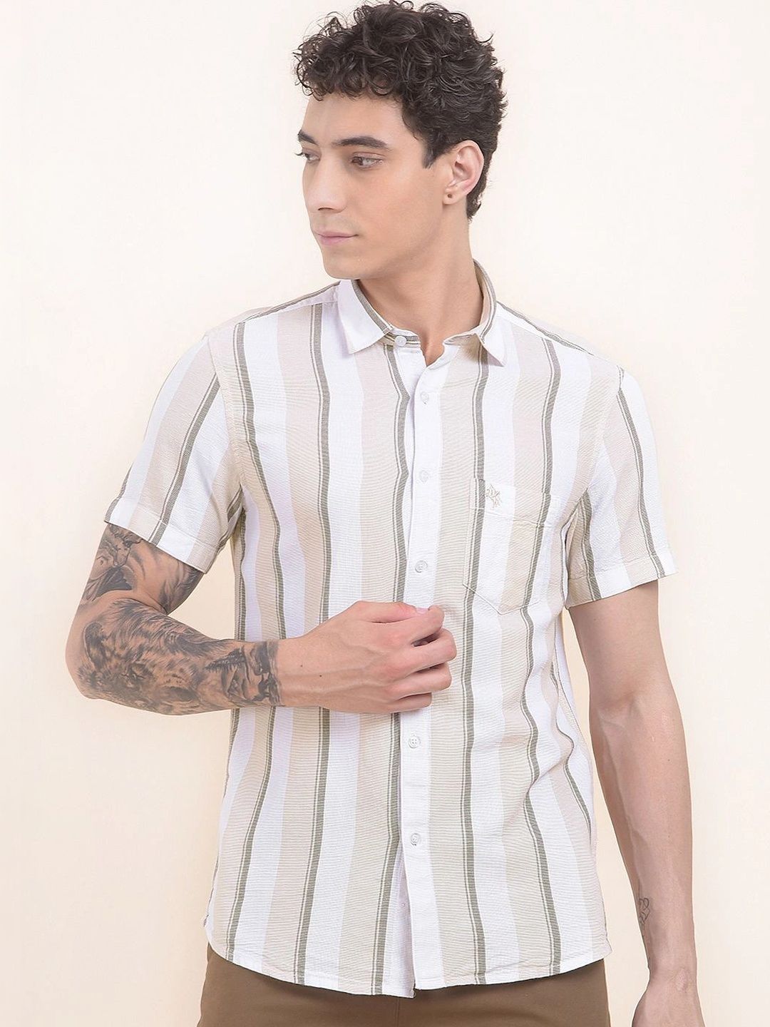 Cantabil Men Slim Fit Striped Casual Shirt-picture-27