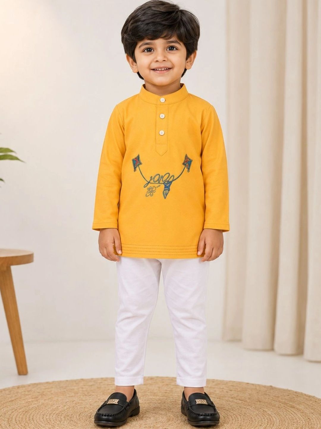 NINOS Boys Ethnic Motifs Embroidered Regular Thread Work Kurta with Pyjamas-picture-41