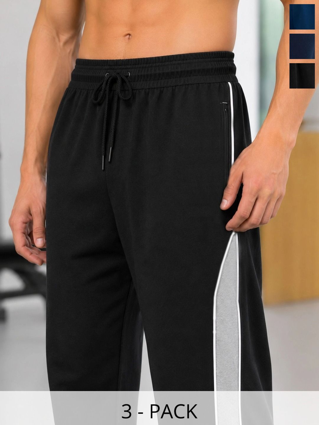T.T. Men Pack of 3 Straight Fit Training Track Pants-picture-57